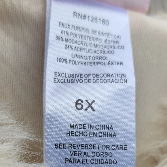 Little Lass Girls' cream faux fur vest Size 6M - Picture 4 of 7